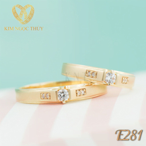 Nhẫn cưới E281 đính đá chủ lấp lánh