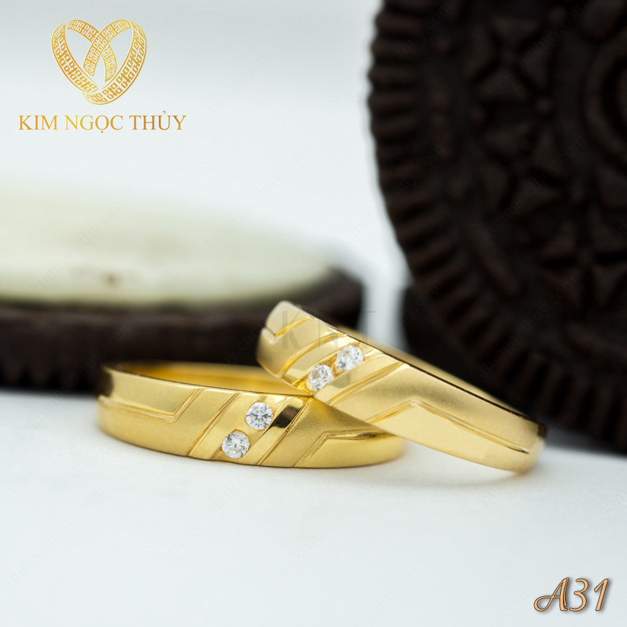 Nhẫn cưới A31 thiết kế chạm khắc tinh tế