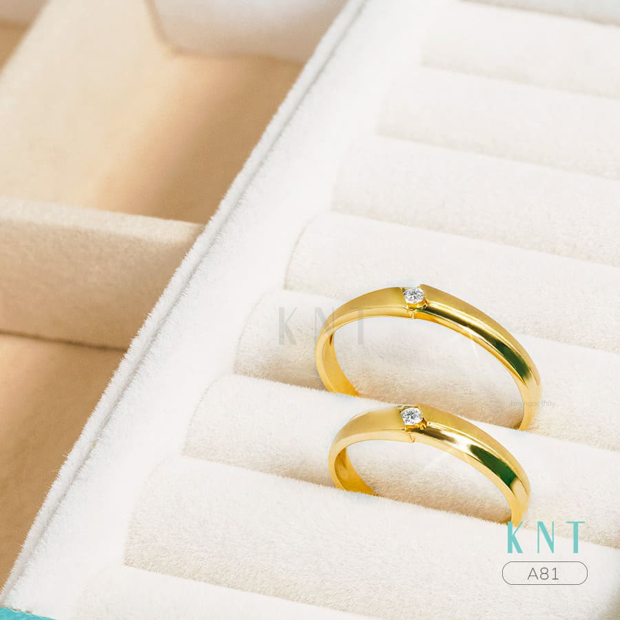 Nhẫn cưới A81 thiết kế trơn với đai nhẫn tròn