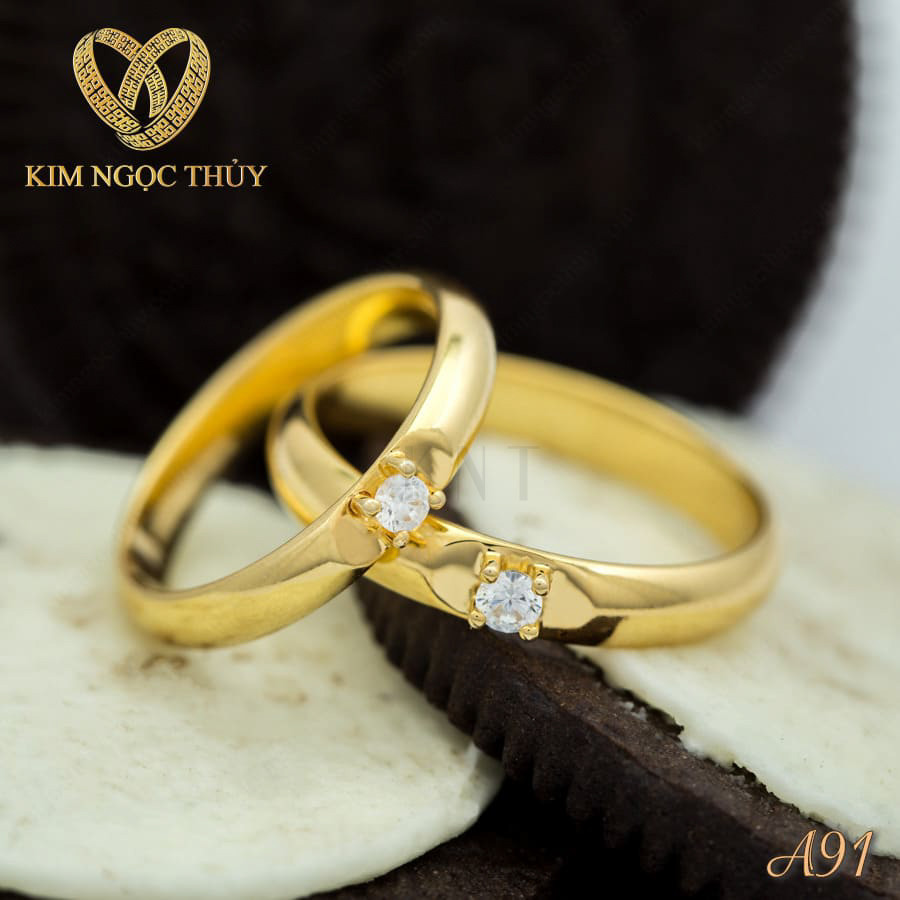 Nhẫn cưới A91 thiết kế đơn giản, thân nhẫn trơn