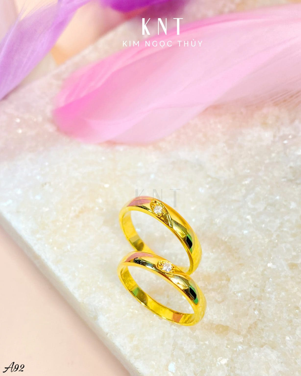 Nhẫn cưới A92 thiết kế ghép nửa trái tim độc đáo