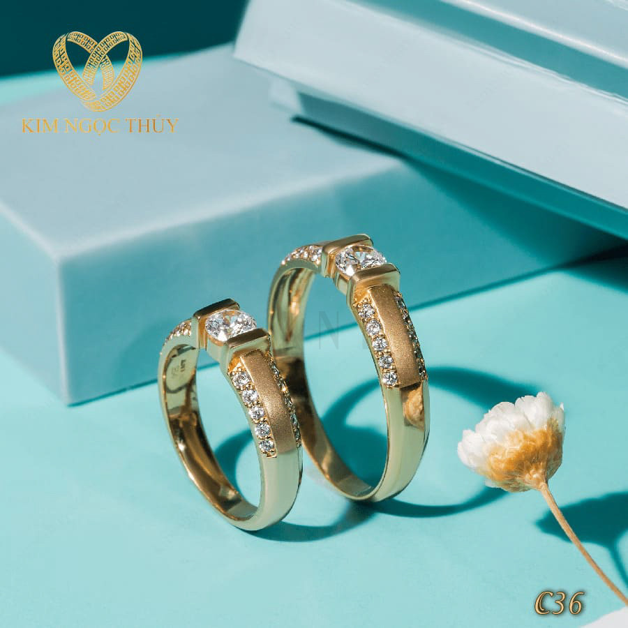 Nhẫn cưới C36 thiết kế hiện đại, đường nét mạnh mẽ