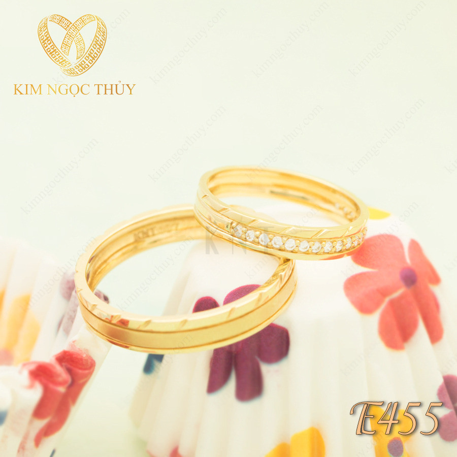 Nhẫn cưới E455 phong cách hiện đại