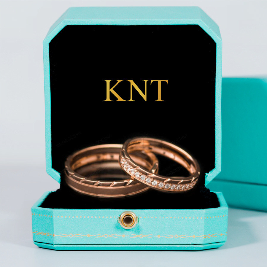 Nhẫn cưới E455 màu vàng hồng