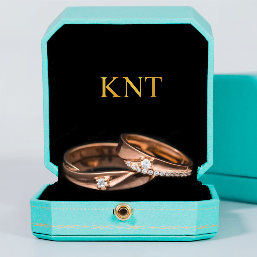 Nhẫn cưới F56 màu vàng hồng cá tính