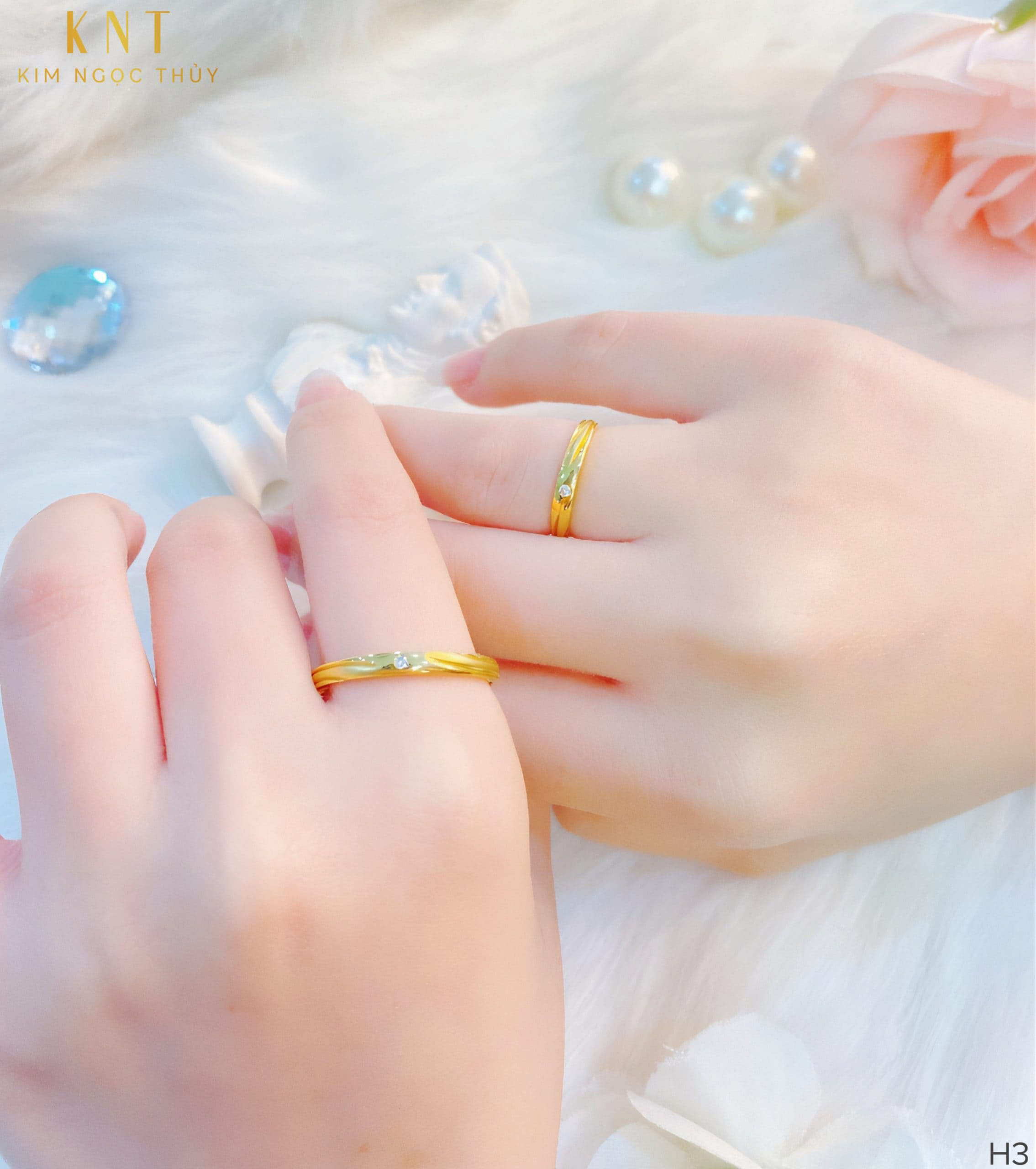 Nhẫn cưới H3 thiết kế hiện đại, đường nét tinh xảo