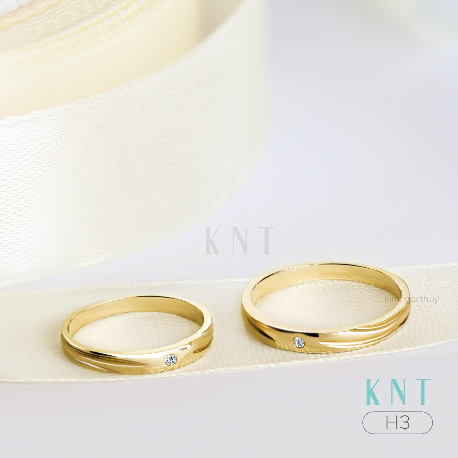 Nhẫn cưới H3 chất liệu vàng 10K/14K/607/18K