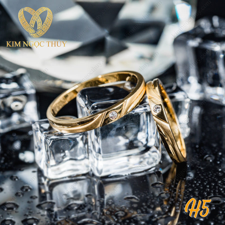 Nhẫn cưới H5 chất liệu vàng 10K/14K/607 sang trọng