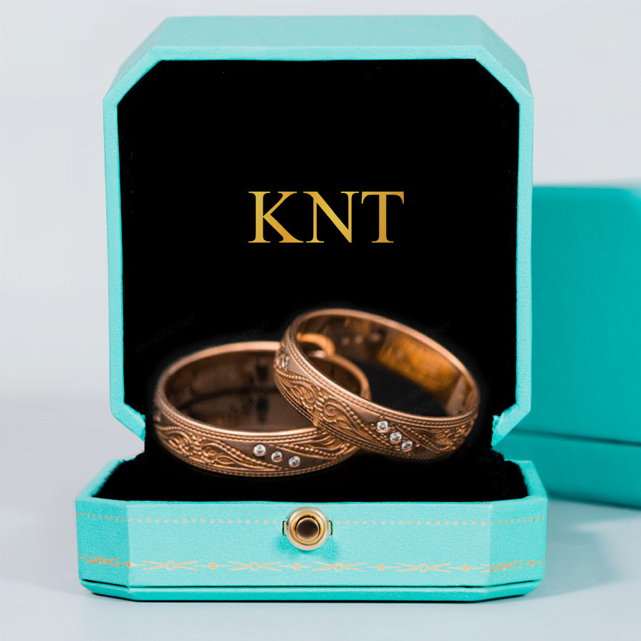 Nhẫn cưới J10 màu vàng hồng độc đáo