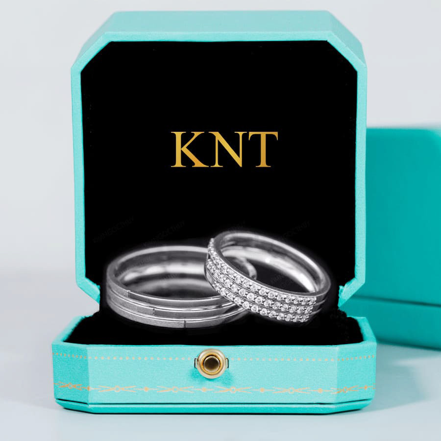 Nhẫn cưới E323 màu vàng trắng thanh kịch