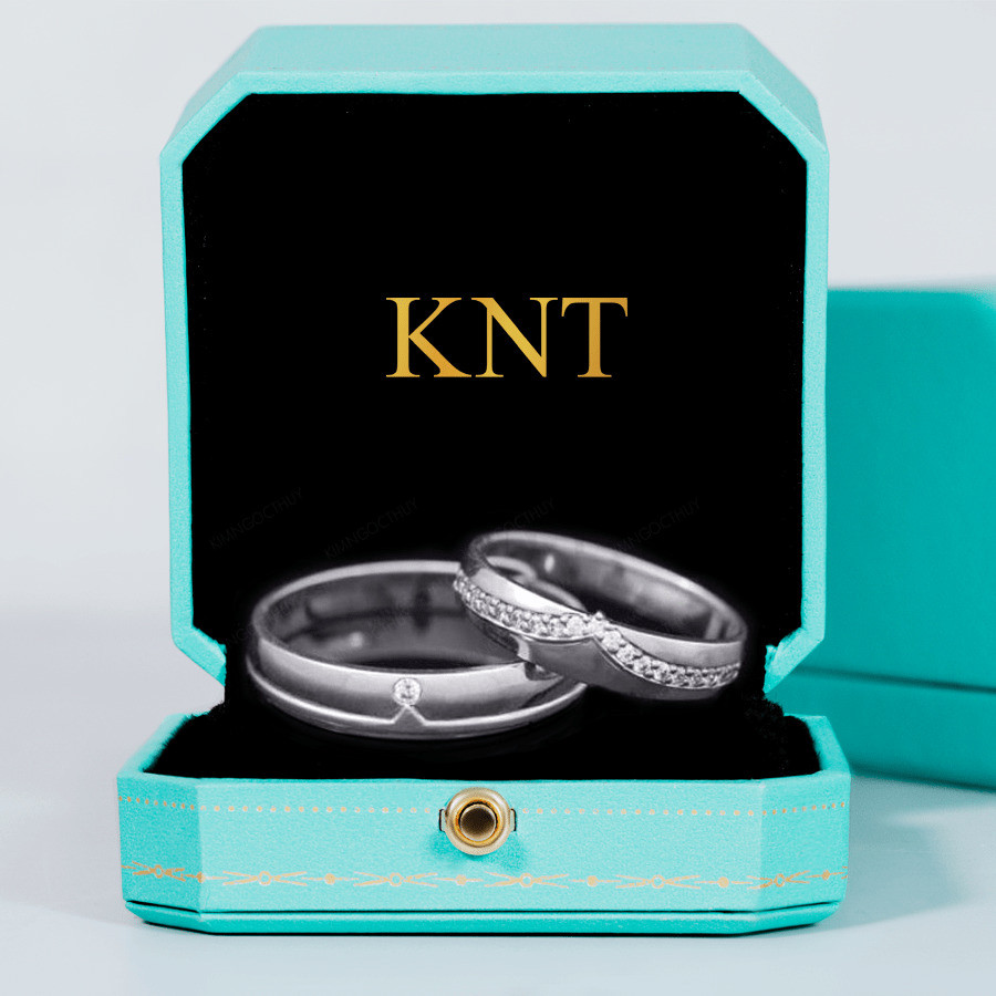 Nhẫn cưới F85 điểm đá đơn giản và thanh lịch