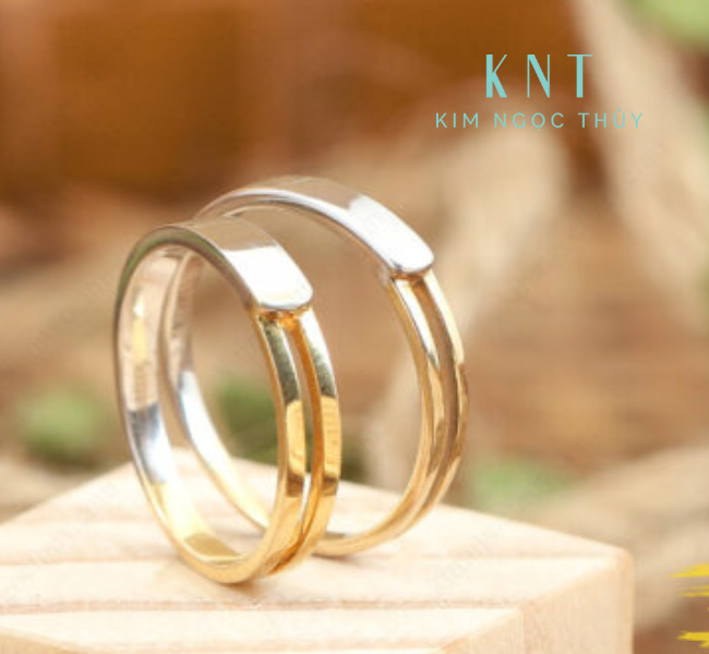 Nhẫn cưới S77 kết hợp giữa 2 loại vàng 14K và 18K