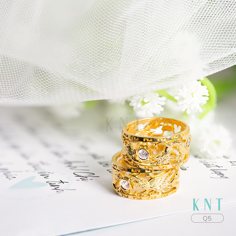 Nhẫn cưới rồng phụng Q5 khắc tên miễn phí