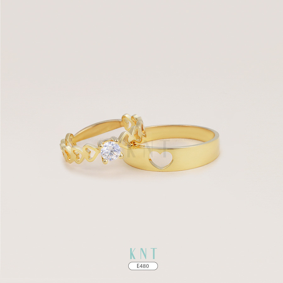 Nhẫn cưới E480 với họa tiết trái tim lãng mạn