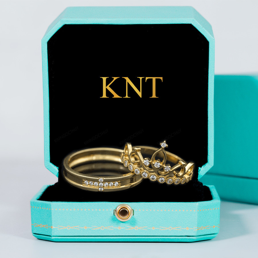 Nhẫn cưới F108 thiết kế vương miện cách điệu ở nhẫn nữ