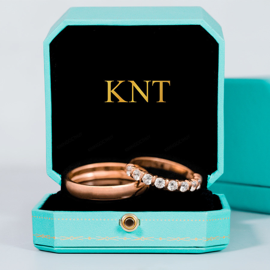 Nhẫn cưới E488 màu vàng hồng độc đáo