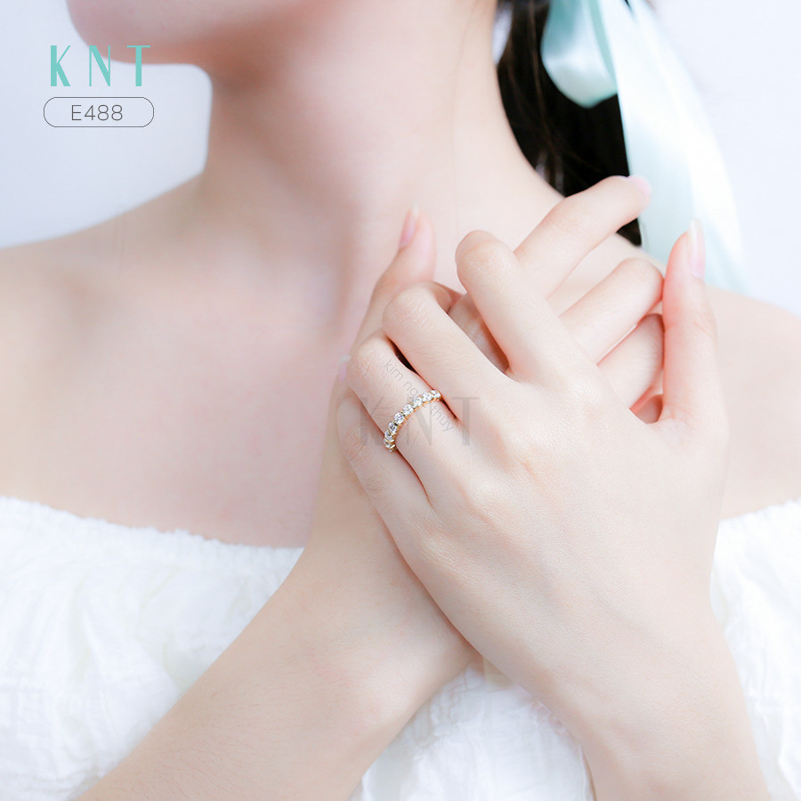 Nhẫn cưới E488 nhẫn nữ đính đá lấp lánh