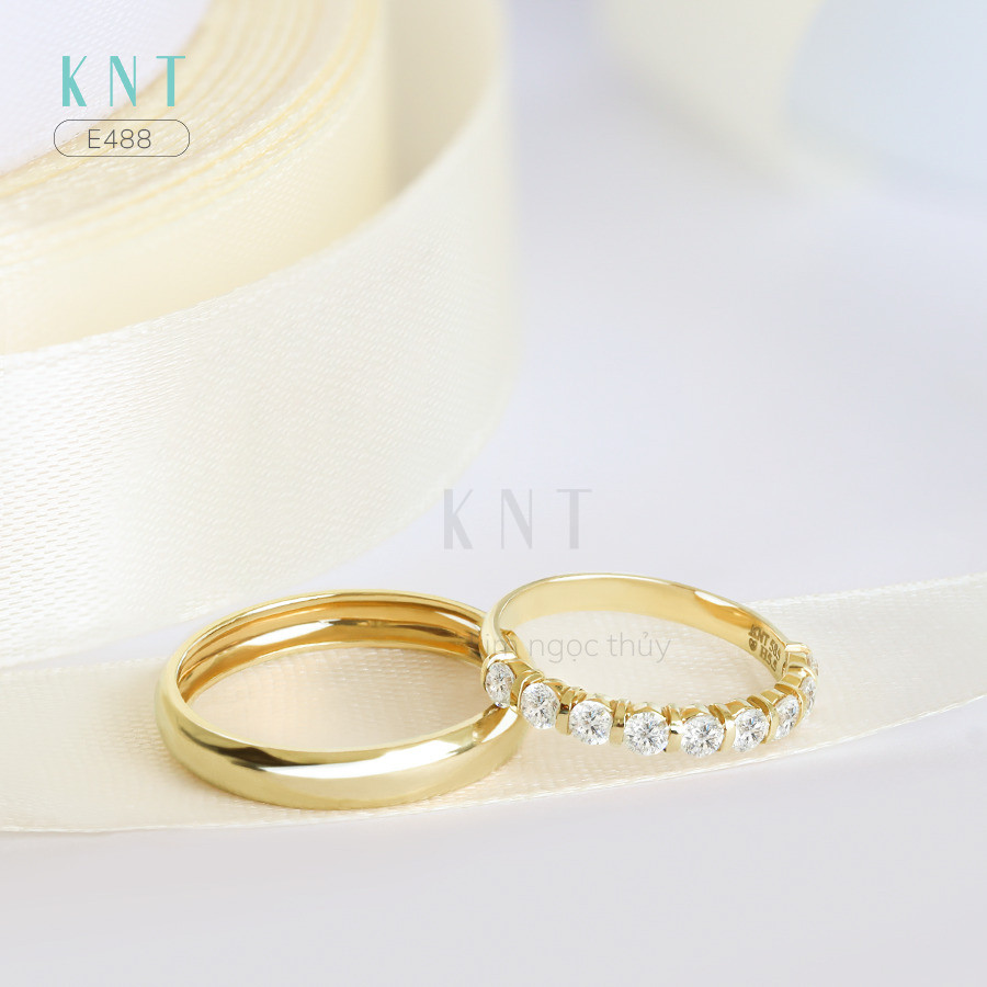 Nhẫn cưới E488 phong cách hiện đại, chất liệu cao cấp