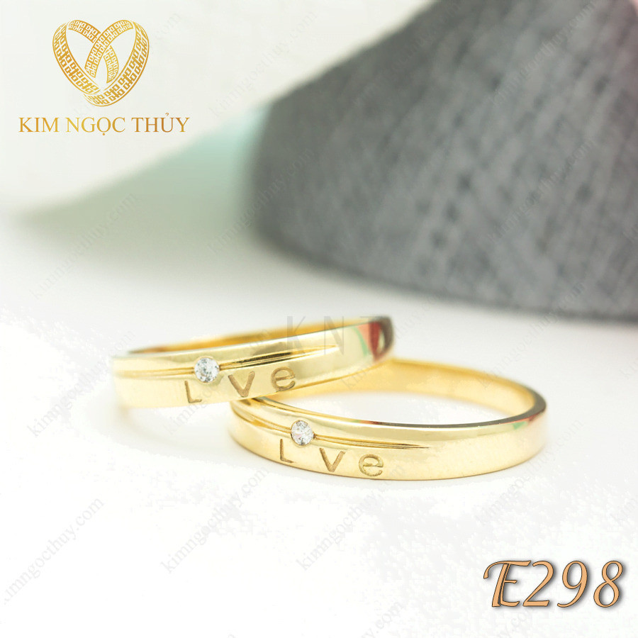Nhẫn cưới E298 khắc chữ Love độc đáo