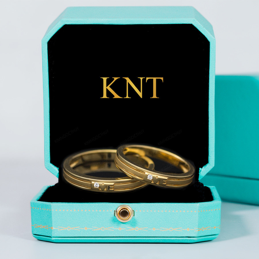 Nhẫn cưới E45 khắc chữ Love tinh tế