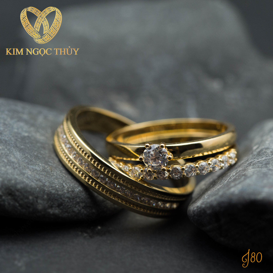 Nhẫn cưới J80 thiết kế sang trọng với bản nhẫn lớn