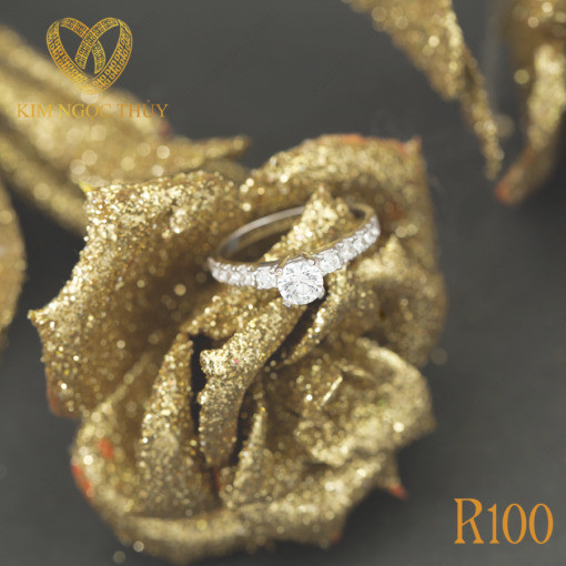 Nhẫn đính hôn R100 viền nhẫn đính đá lấp lánh