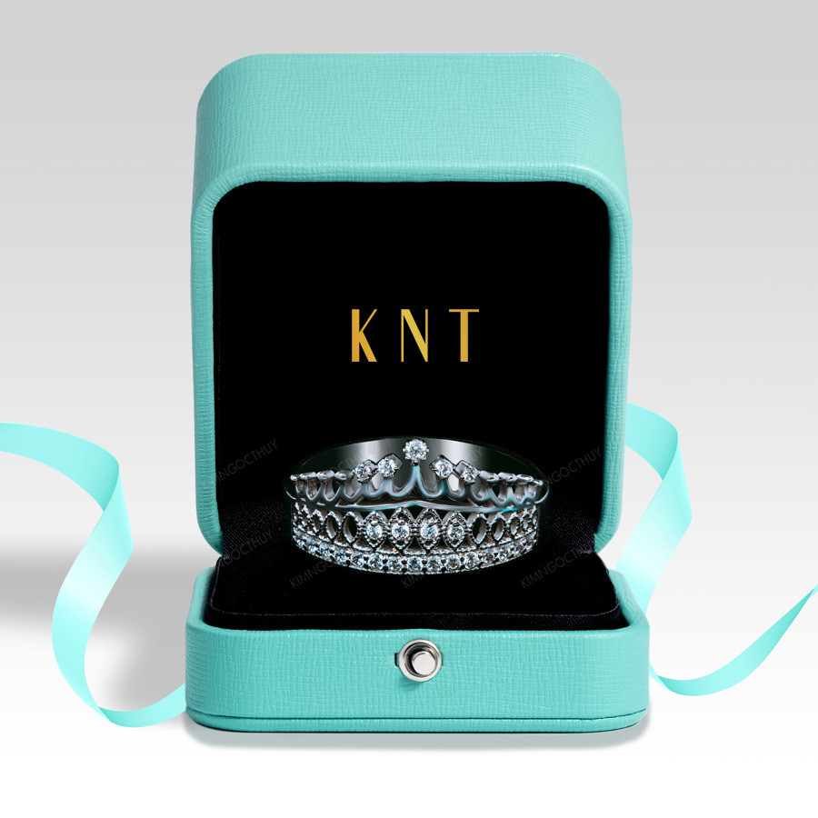 Nhẫn đính hôn R102 thiết kế vương miện đính đá sang trọng