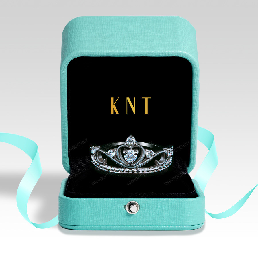 Nhẫn đính hôn R105 thiết kế vương miện đính đá chủ nổi bật