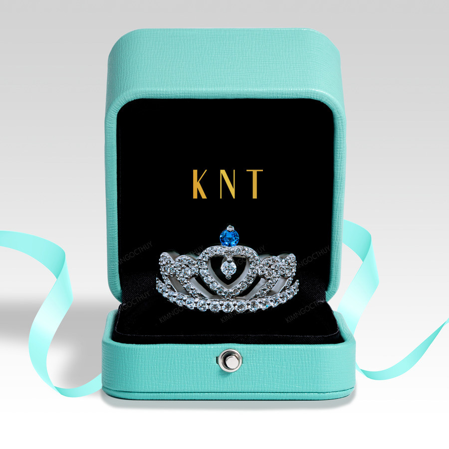 Nhẫn đính hôn R110 thiết kế vương miện trái tim đính đá
