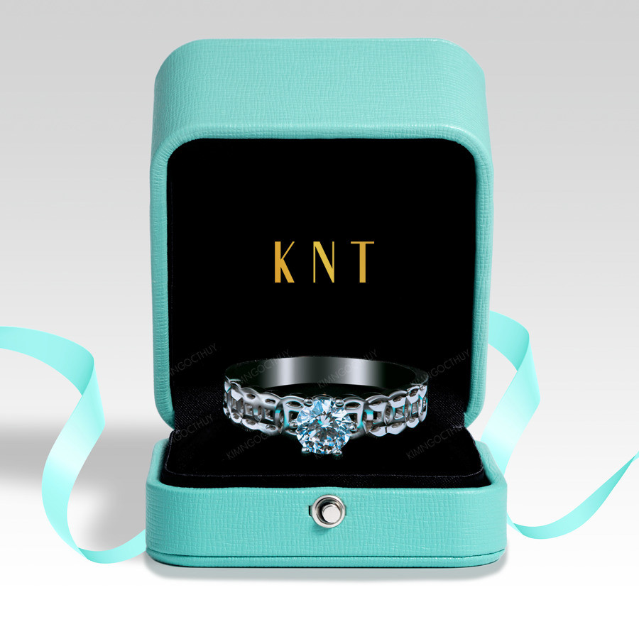 Nhẫn đính hôn R114 hoạ tiết kim tiền đính đá chủ lấp lánh