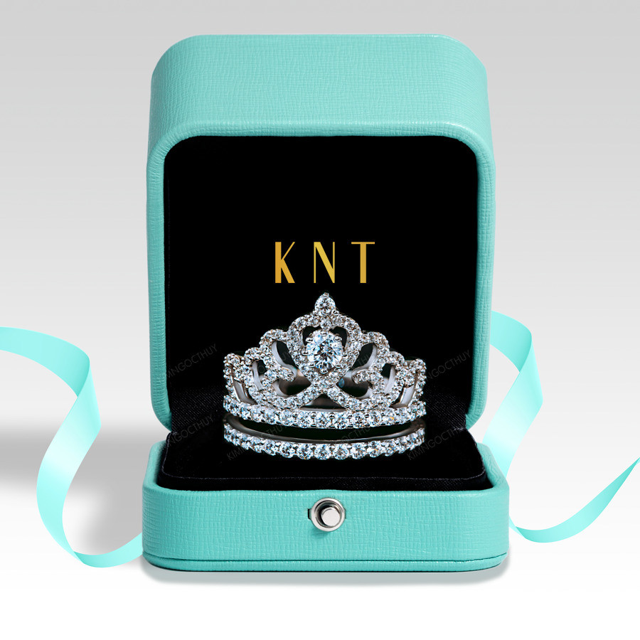 Nhẫn đính hôn R62 thiết kế vương miện đính đá tinh xảo