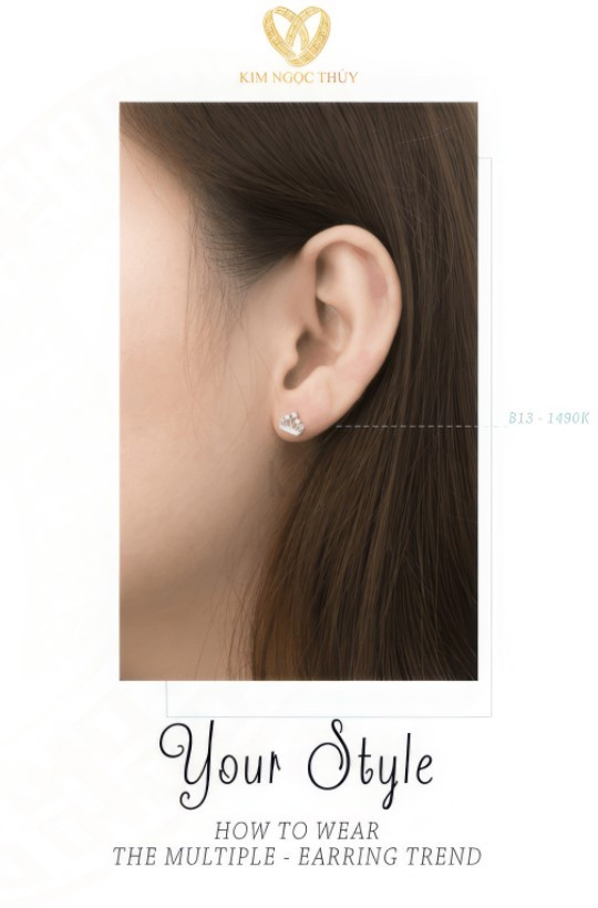 Bông tai B13 - Chất liệu vàng 416 cao cấp, thiết kế sang trọng