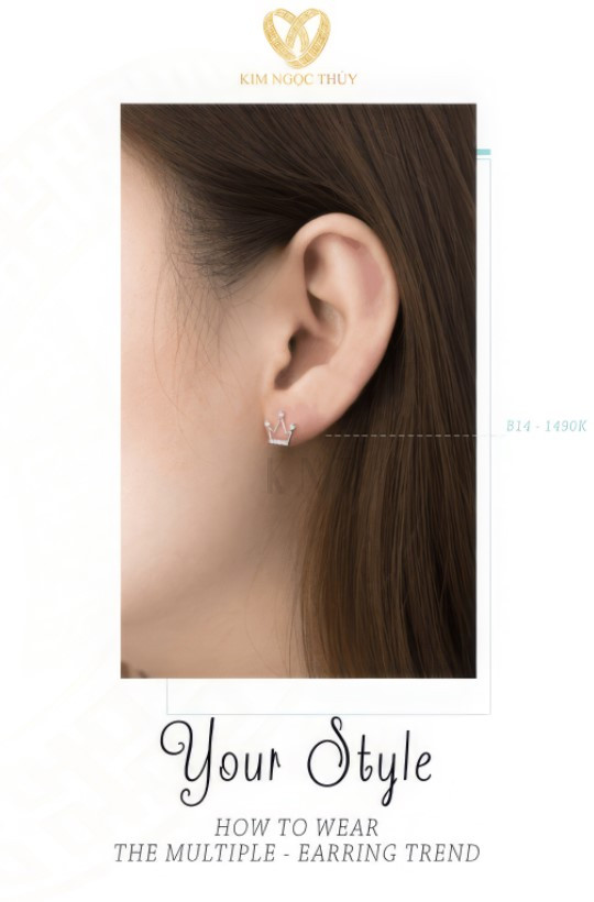 Bông tai B14 thiết kế độc đáo, sang trọng tại Kim Ngọc Thủy