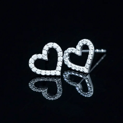 Bông tai B17 Kim Ngọc Thủy thiết kế hình trái tim đính đá lấp lánh