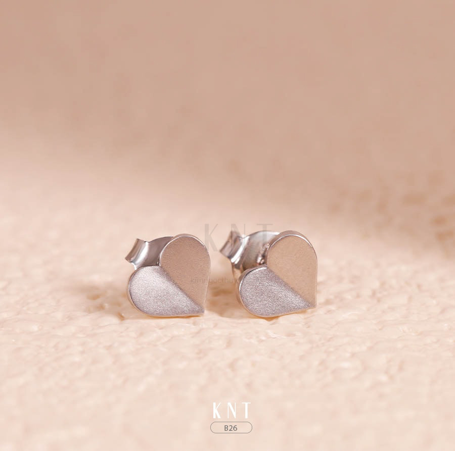 Bông tai B26 vàng 10K hình trái tim đơn giản