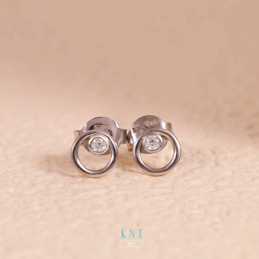 Bông tai B27 vàng 10K đính đá CZ