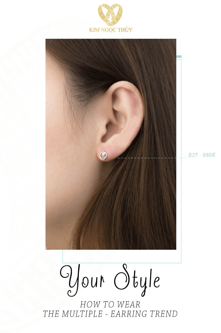 Bông tai B27 chất liệu vàng 10K đính đã CZ tinh tế,