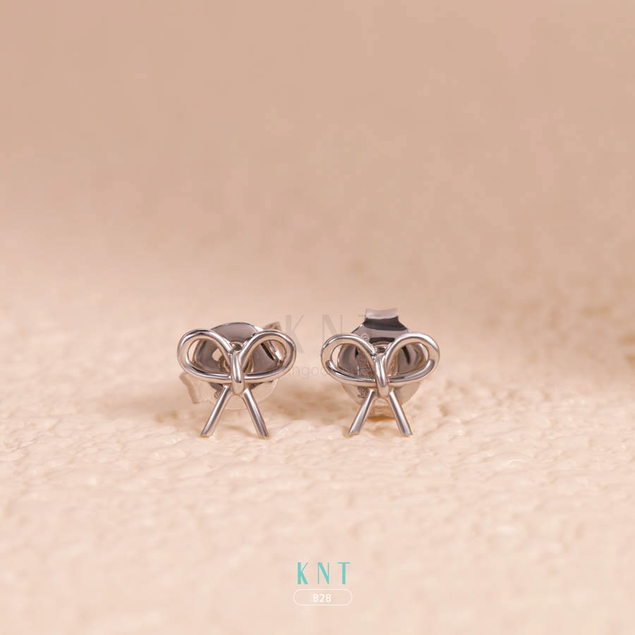 Bông tai B28: Nơ xinh, dịu dàng