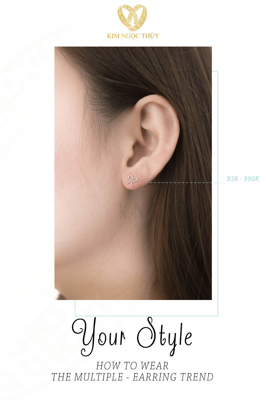 Bông tai hình nơ B28 vàng 10K cao cấp, bền bỉ