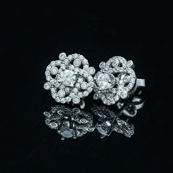 Bông tai B62 - PK13 vàng 14K thiết kế hoa Daisy đính đá nổi bật