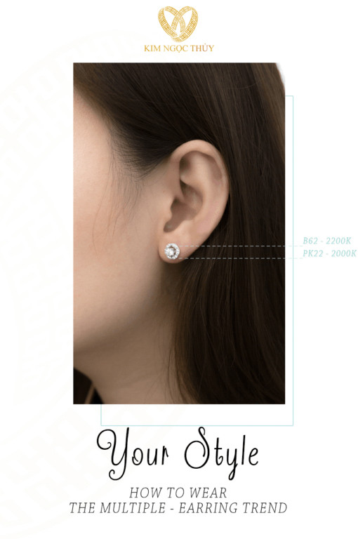 Bông tai B62 - PK22 Kim Ngọc Thủy: Thiết kế hoa tinh xảo, sang trọng. Tượng trưng cho vẻ đẹp phái nữ.