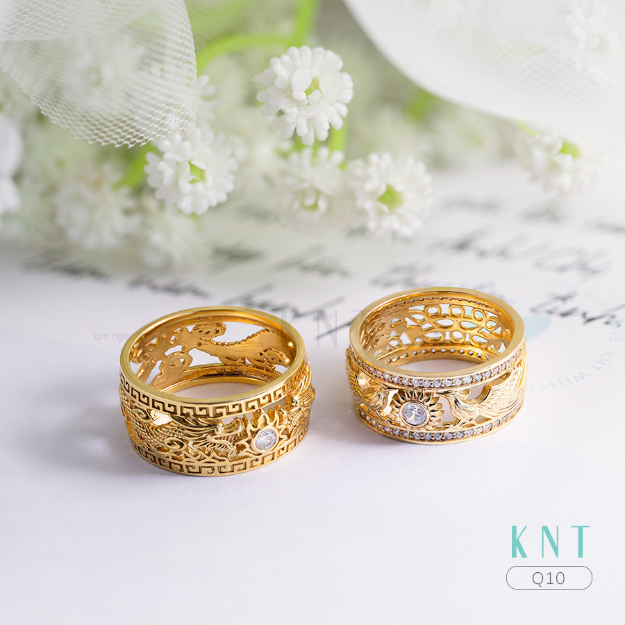 Nhẫn cưới rồng phụng Q10 tượng trưng cho phu thê viên mãn