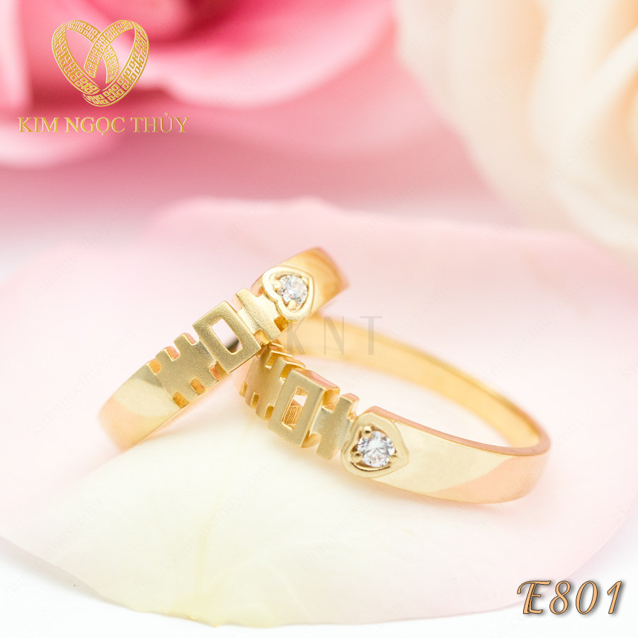 Nhẫn cưới E801 đính đá tinh xảo và lấp lánh