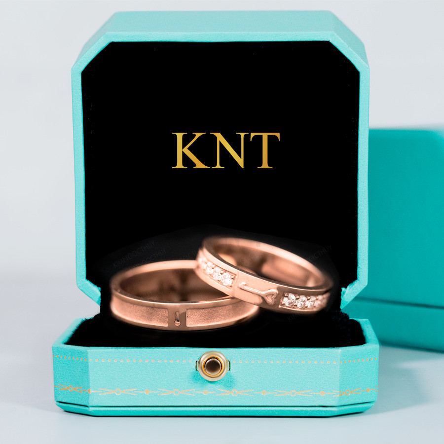 Nhẫn cưới F312 màu vàng hồng độc đáo