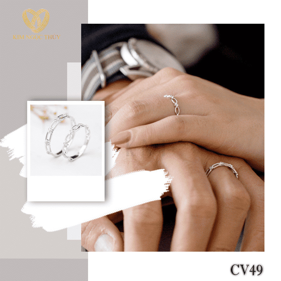Nhẫn cặp vàng CV49 thiết kế trẻ trung và hiện đại