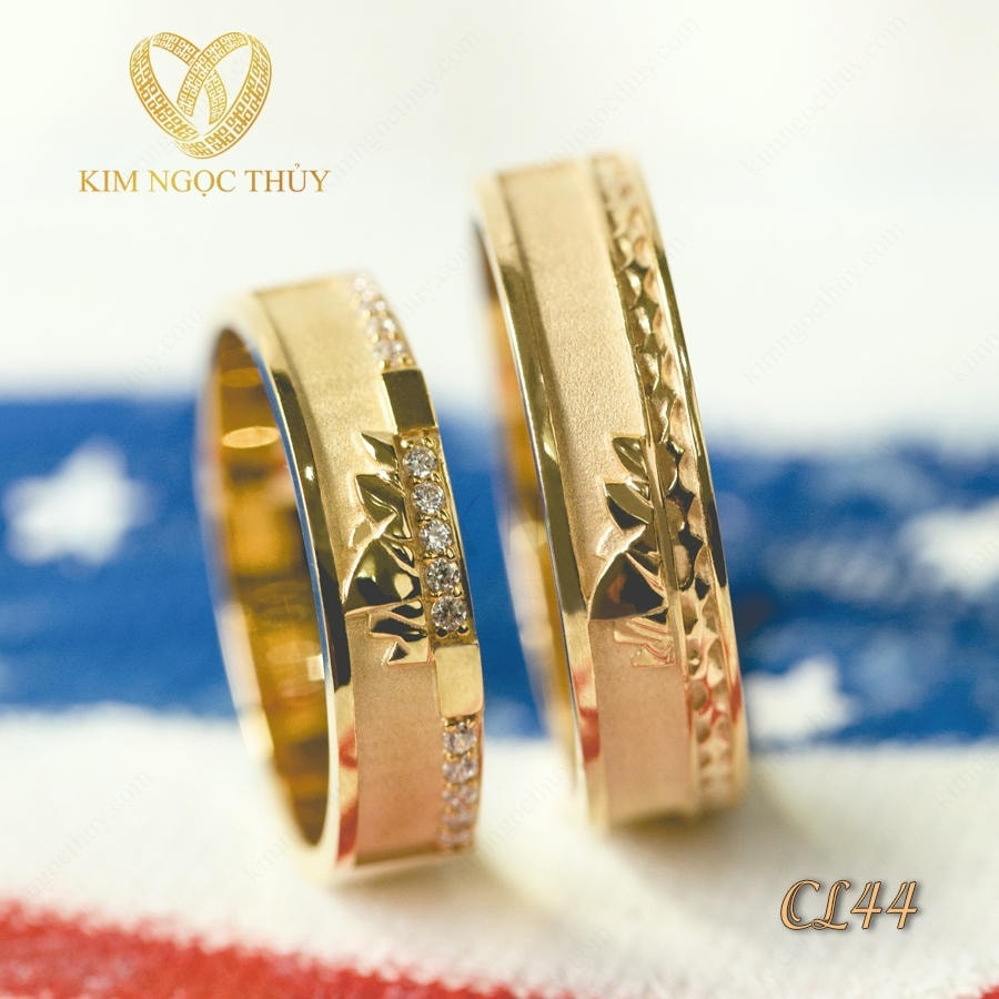 Nhẫn cưới CL44: Cảm hứng Opera Sydney, vàng, đính đá