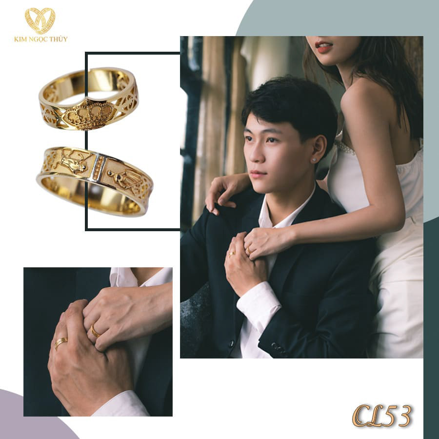 Nhẫn cưới CL53 đường nét uyển chuyển, mượt mà