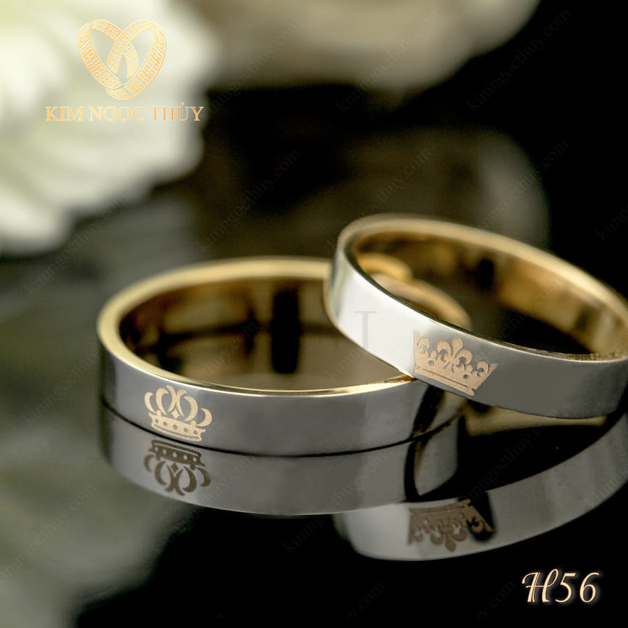 Nhẫn cưới H56 chất liệu vàng 10K/14K/607/18K