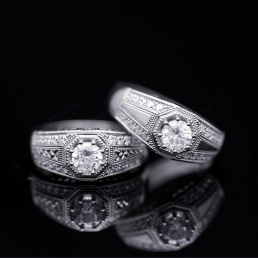 Nhẫn cưới J84 bản nhẫn lớn, khắc tên miễn phí