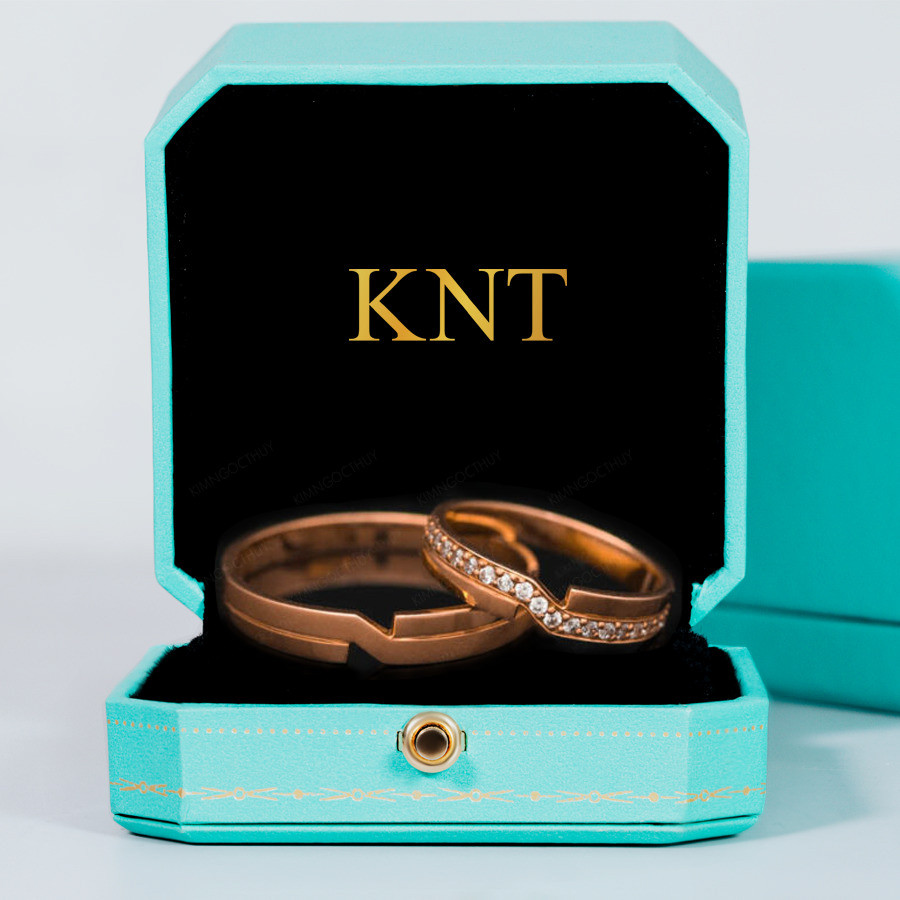 Nhẫn cưới E436 màu vàng hồng độc đáo